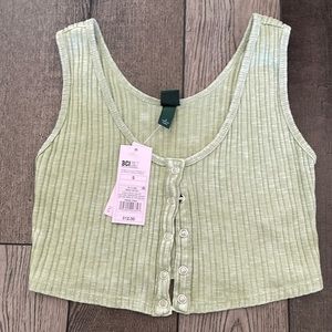 green button up tank top (brand new)
